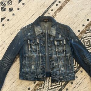 Express Blue Distressed Denim Jacket